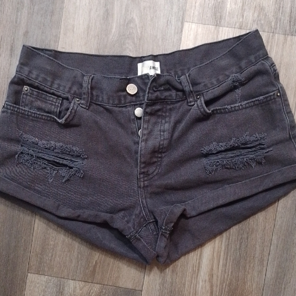 Amuse Society Black Distressed Jean Shorts